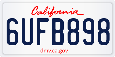 CA license plate 6UFB898