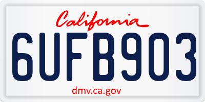 CA license plate 6UFB903