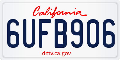 CA license plate 6UFB906
