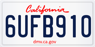 CA license plate 6UFB910