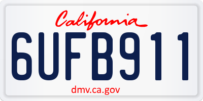 CA license plate 6UFB911