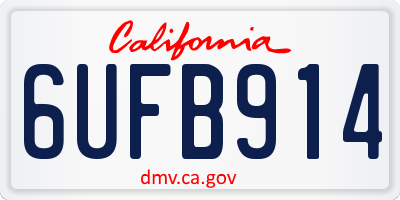CA license plate 6UFB914