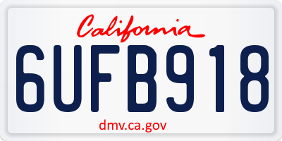 CA license plate 6UFB918