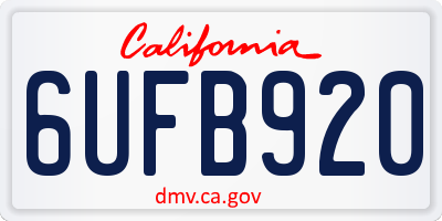 CA license plate 6UFB920