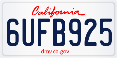 CA license plate 6UFB925