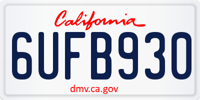 CA license plate 6UFB930