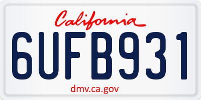CA license plate 6UFB931