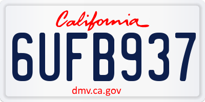 CA license plate 6UFB937