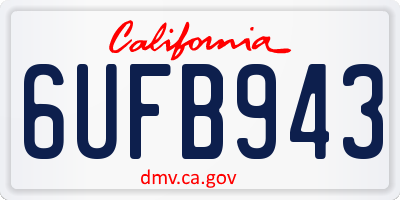 CA license plate 6UFB943