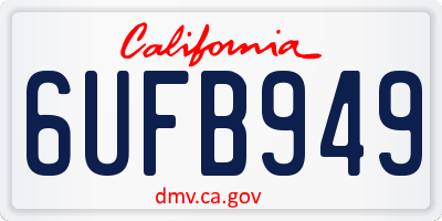 CA license plate 6UFB949