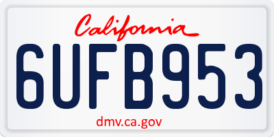 CA license plate 6UFB953