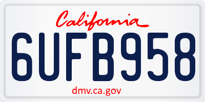 CA license plate 6UFB958