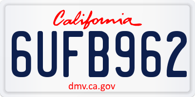 CA license plate 6UFB962