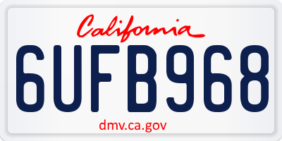 CA license plate 6UFB968