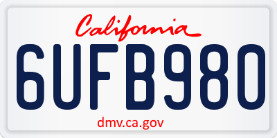 CA license plate 6UFB980