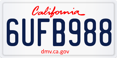 CA license plate 6UFB988