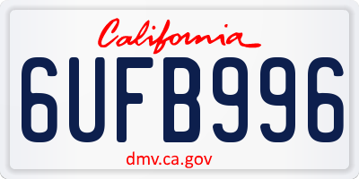 CA license plate 6UFB996