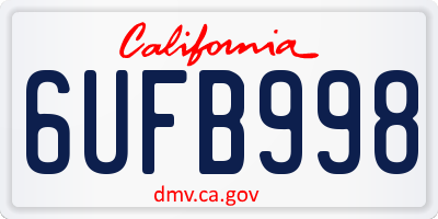 CA license plate 6UFB998