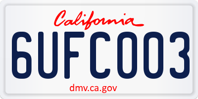 CA license plate 6UFC003