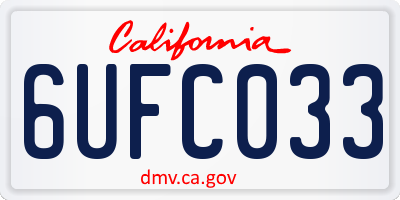 CA license plate 6UFC033