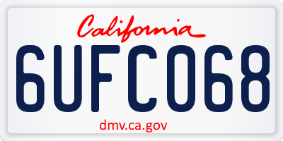 CA license plate 6UFC068