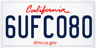 CA license plate 6UFC080