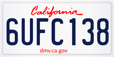 CA license plate 6UFC138