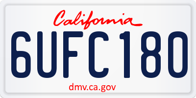 CA license plate 6UFC180