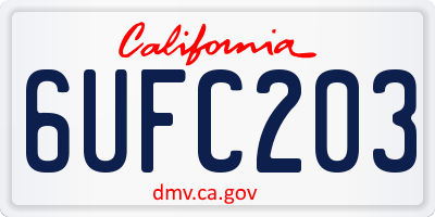 CA license plate 6UFC203