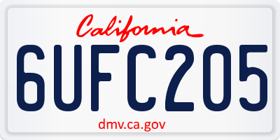 CA license plate 6UFC205