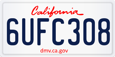 CA license plate 6UFC308