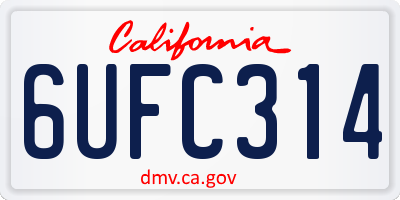 CA license plate 6UFC314