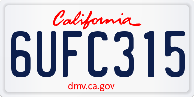 CA license plate 6UFC315