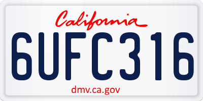 CA license plate 6UFC316