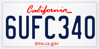 CA license plate 6UFC340