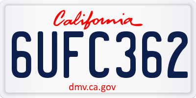 CA license plate 6UFC362