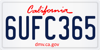 CA license plate 6UFC365