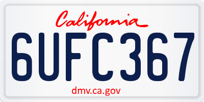 CA license plate 6UFC367