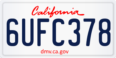 CA license plate 6UFC378