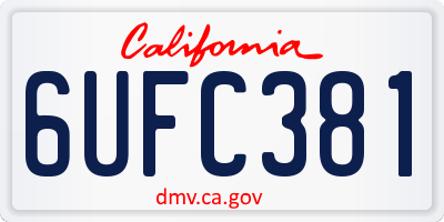 CA license plate 6UFC381