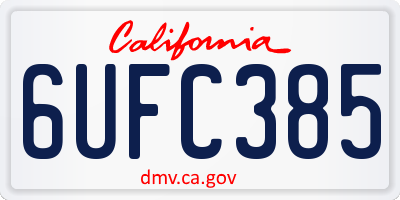 CA license plate 6UFC385