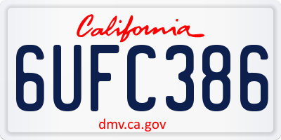 CA license plate 6UFC386