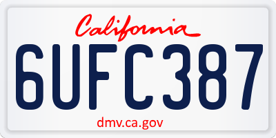 CA license plate 6UFC387