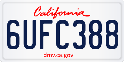 CA license plate 6UFC388