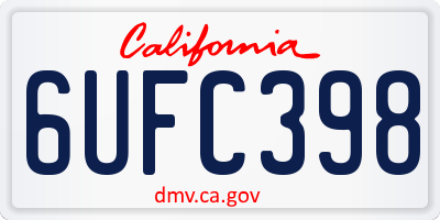 CA license plate 6UFC398