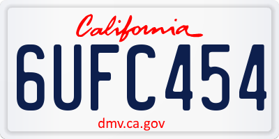 CA license plate 6UFC454