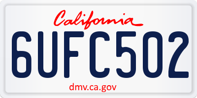 CA license plate 6UFC502