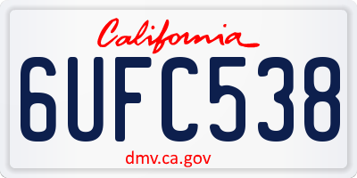 CA license plate 6UFC538