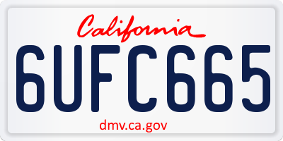 CA license plate 6UFC665