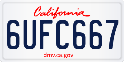CA license plate 6UFC667